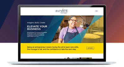 An image of the Elevate Hennepin website on a laptop. 