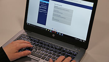 A person on their computer trying to request for county data