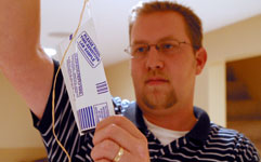 Man performing radon test