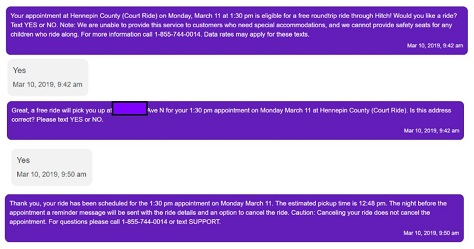 Text messages week of appointment