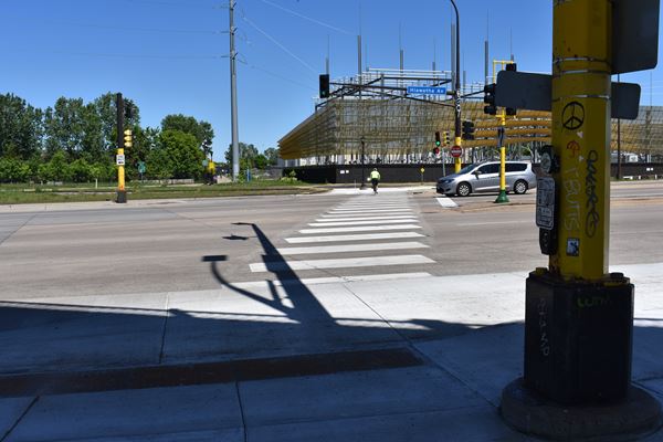 New Midtown Greenway crossing at Hiawatha Avenue.