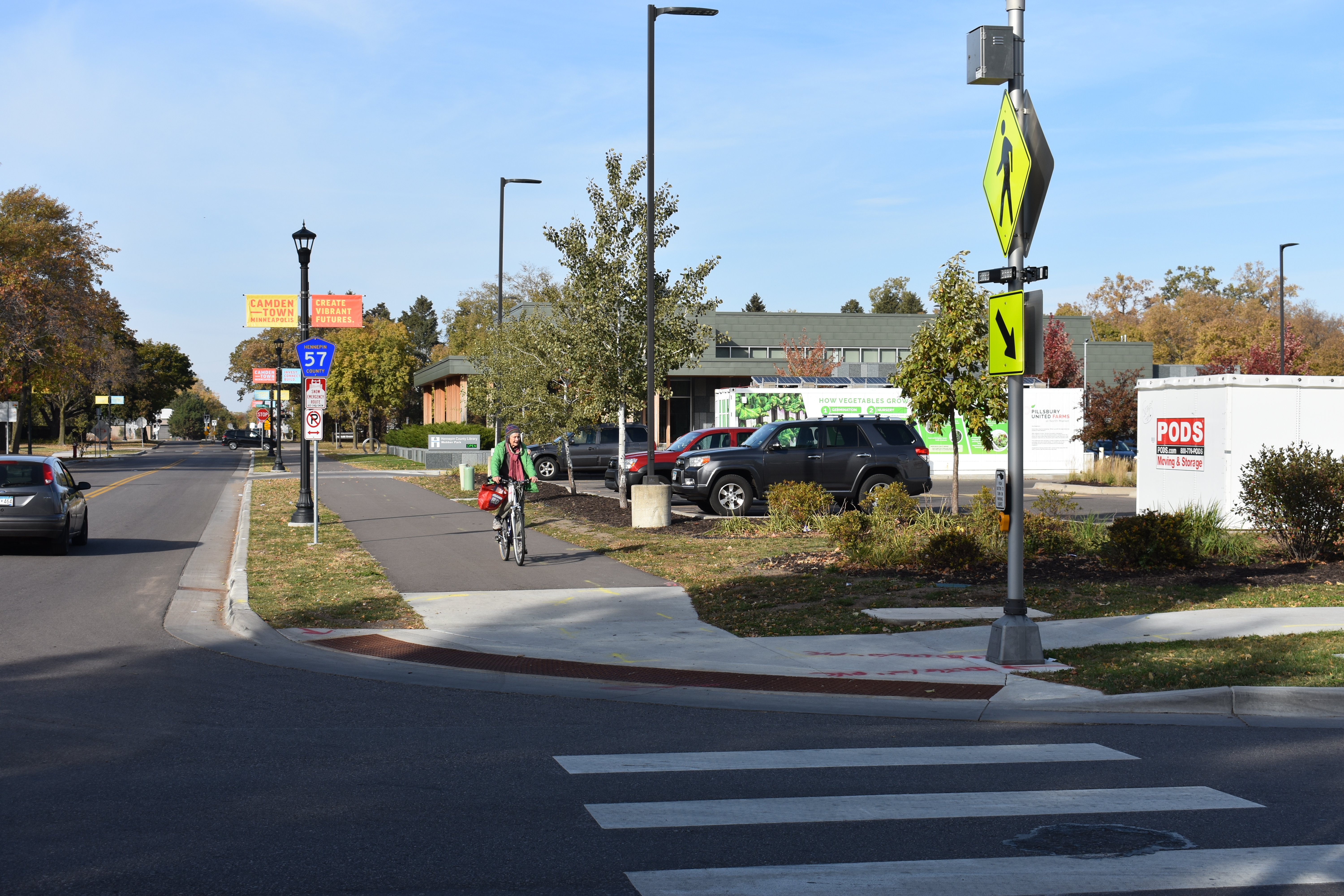 New trail connection at Humboldt Avenue and upgraded pedestrian crossing on 44th Avenue.