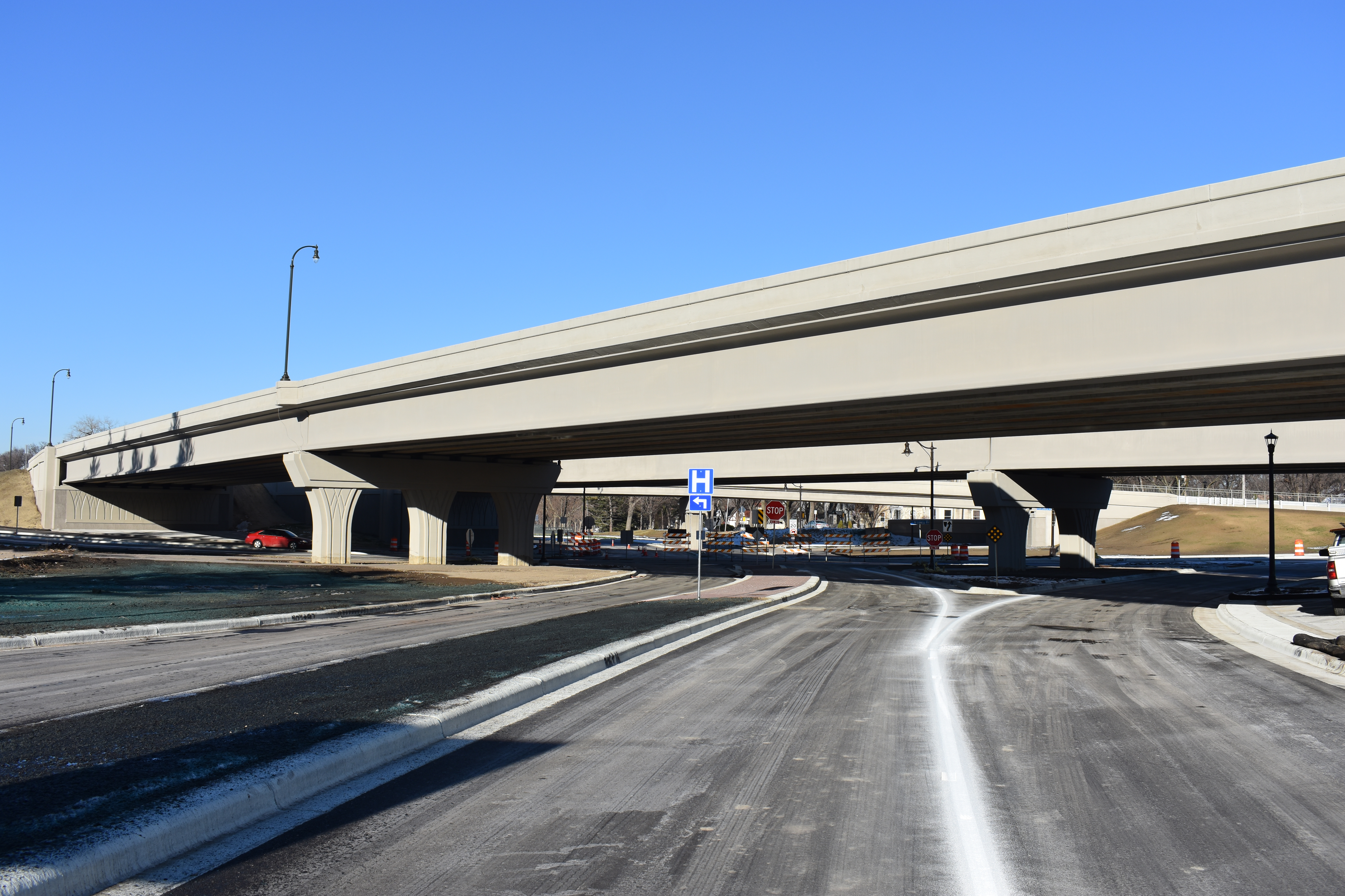 View of the new West Broadway Avenue Bridges