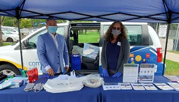 engagement services staff at an outreach event