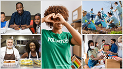 group of volunteers outside