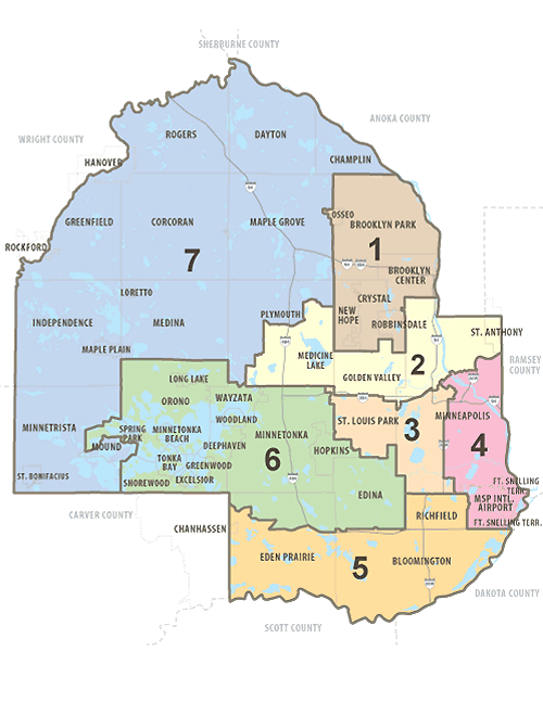 map of Hennepin County that includes district boundaries