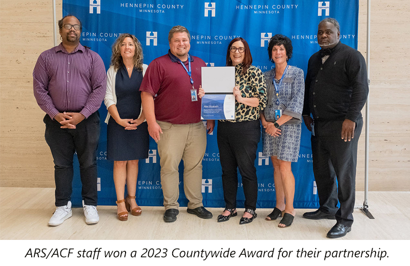 ARS/ACF staff won a 2023 Countywide Award for their partnership. Group photo of staff.
