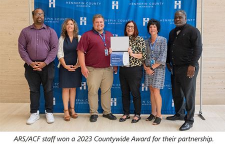 ARS/ACF staff won a 2023 Countywide Award for their partnership. Group photo of staff.