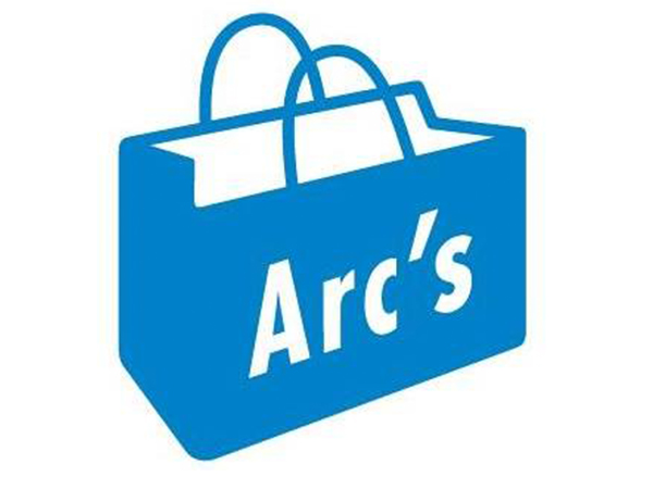 drawing of a shopping bag with the word arc's on it