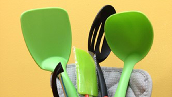 green and black kitchen items