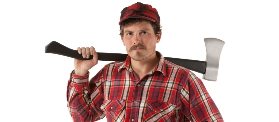 Man dressed as lumberjack for Halloween