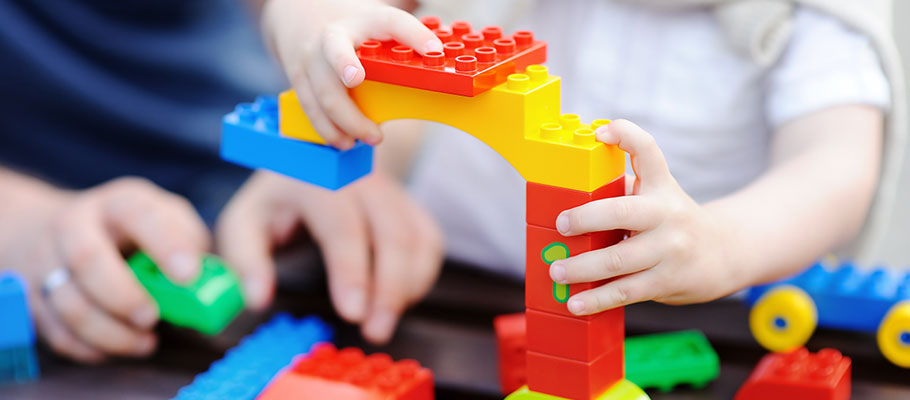 Children playing with Legos