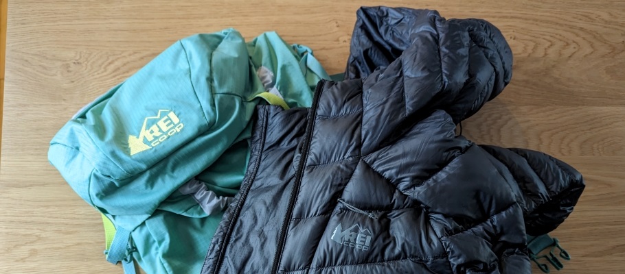 Used REI backpack and jacket