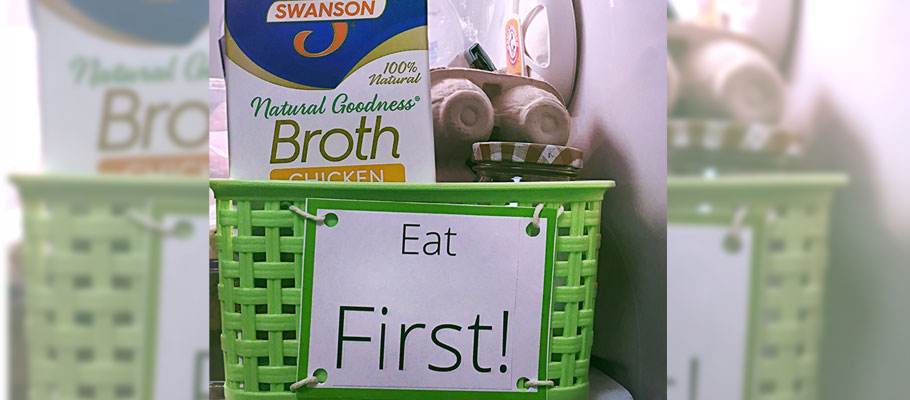 Eat First! basket in fridge