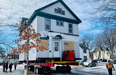 Victorian house on a trailer ready for move