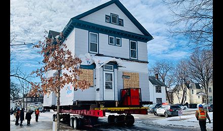 Victorian house on a trailer ready for move