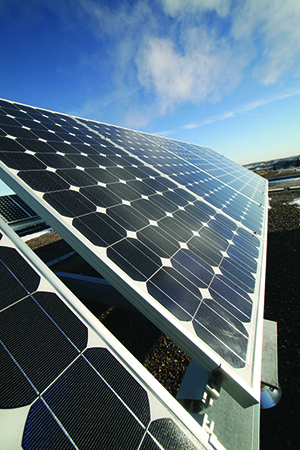 Close up view of solar panels