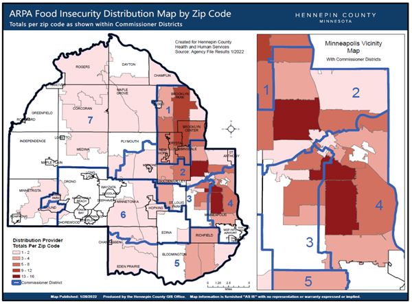 arpa food insecurity distribution map by zip code