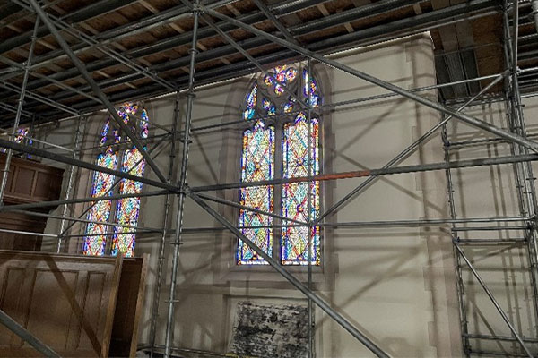 stained glass in the church