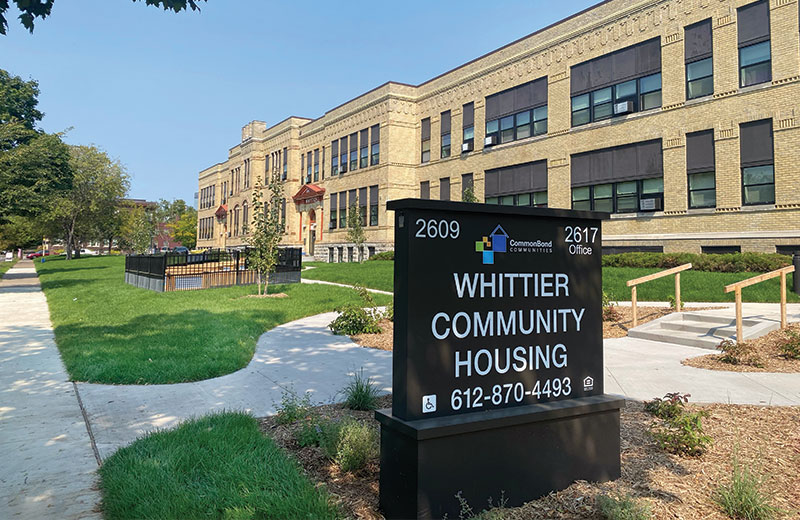 outside of the whittier community housing building