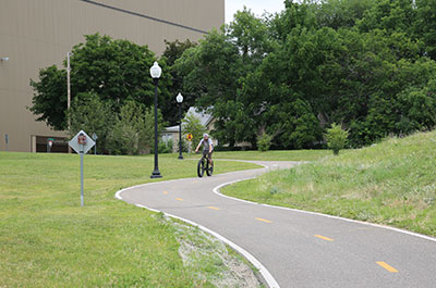 midtown greenway bike rider on bike path